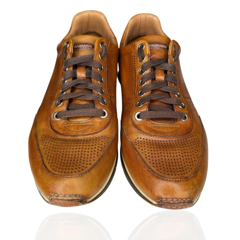 Magnanni Pueblo Perforated Shoes Mens 7 M Brown‎ Leather 14804 Luxury Sneakers
